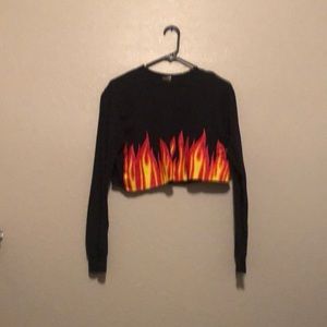 Flame long sleeve crop top